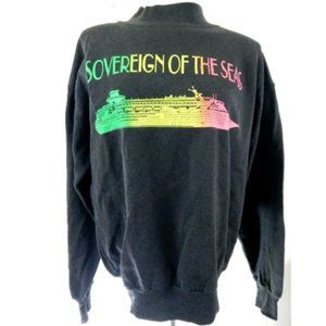 VELVA SHEEN Vintage 80s 90s Cruise Ship Graphic Collared Sweatshirt, Size L